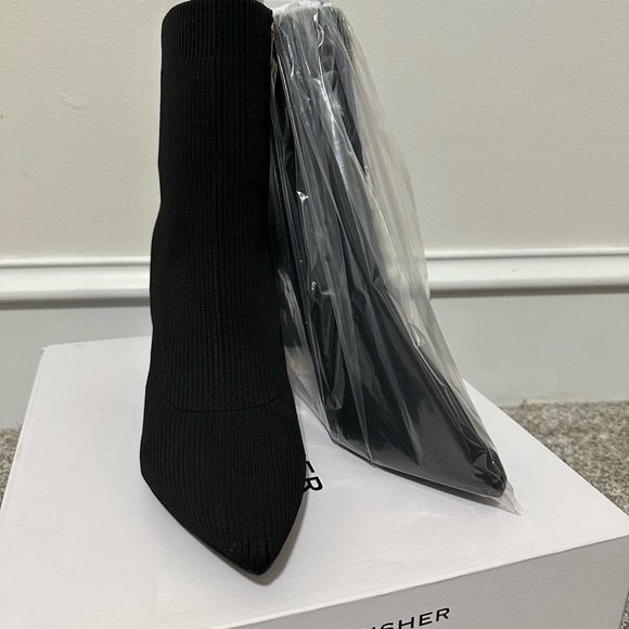 Marc Fisher Black Knitted Heeled Galio Boots